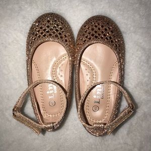 Toddler Girl Size 5 Rose Gold Glitter Flats
